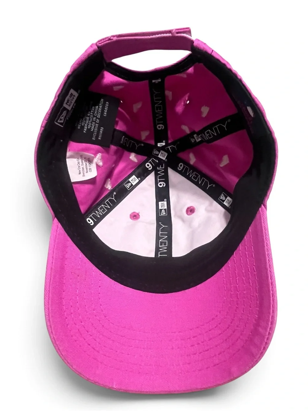 New Era Pink Kids Baseball Cap with White Heart Details